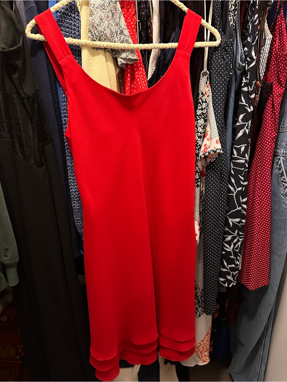 Vintage Sleeveless Red Women's A-Line Dress, Bias Cut